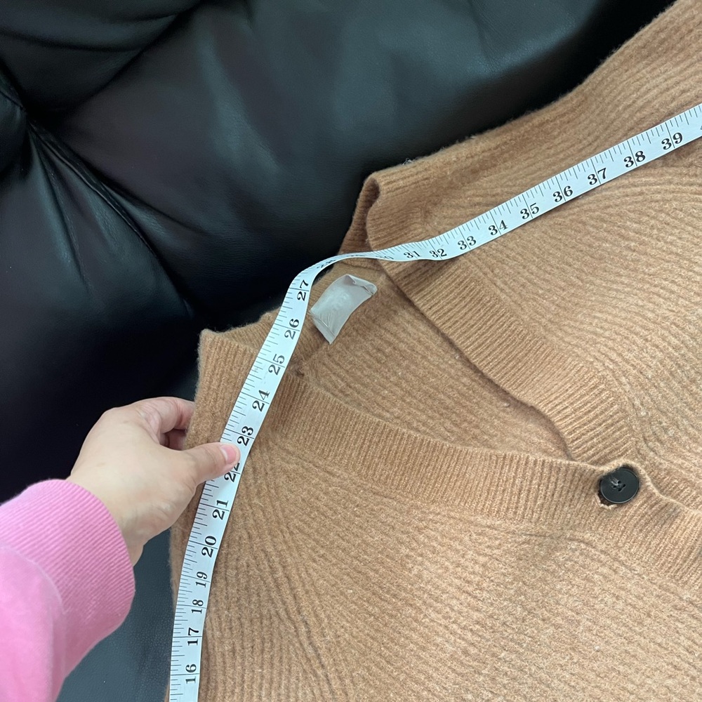 Everlane Brown neutral 100% Wool cozy Ribbed Women's Cardigan XL - Picture 7 of 11